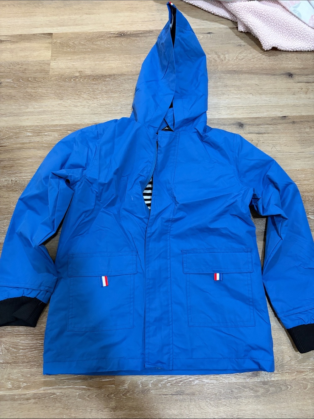 Kids Blue Hooded Rain Jacket -